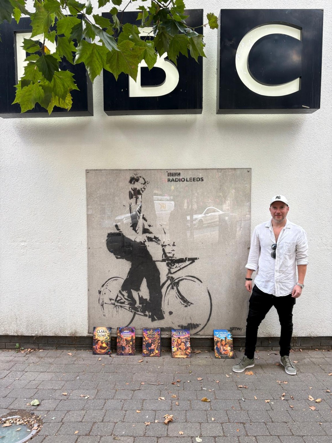 Clara and Lumi books outside BBC Radio Leeds